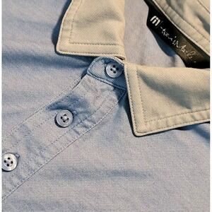 Travis Mathew Golf Polo Shirt Men's Large Blue Gray Collar
